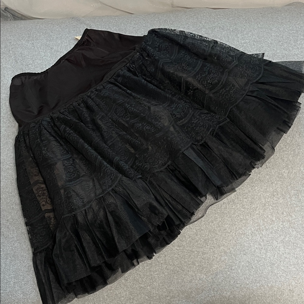 Vintage Hoops Slip Skirt Small Black Lace Tulle Whimsigoth Lolita Steampunk
